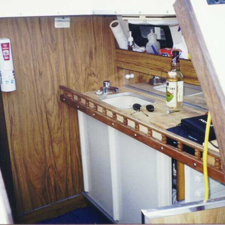 Rum Runner's Galley, bulkhead, and compression post. John Tonjes, aka Rummy